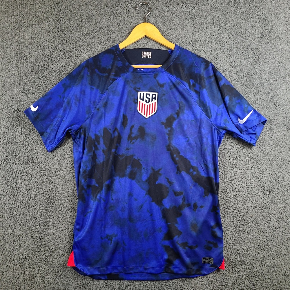 Nike USMNT 2022 World Cup Away Soccer Jersey Mens Large Blue Tie Dye DN0705-454